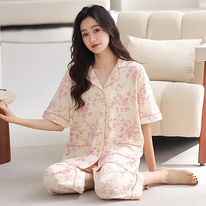 2025 Women 100 Cotton Printed Pajamas Set - Image 11