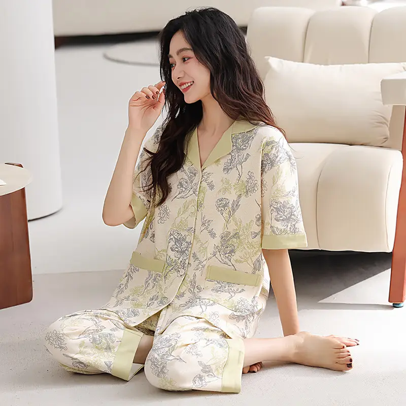 2025 Women 100 Cotton Printed Pajamas Set - Image 13
