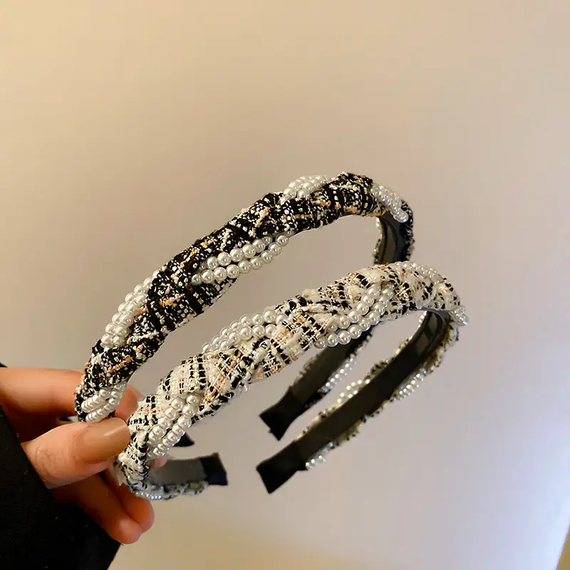 Korean Style Pearl Braided Hair Band for Women - Image 3