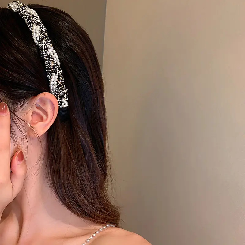 Korean Style Pearl Braided Hair Band for Women - Image 4