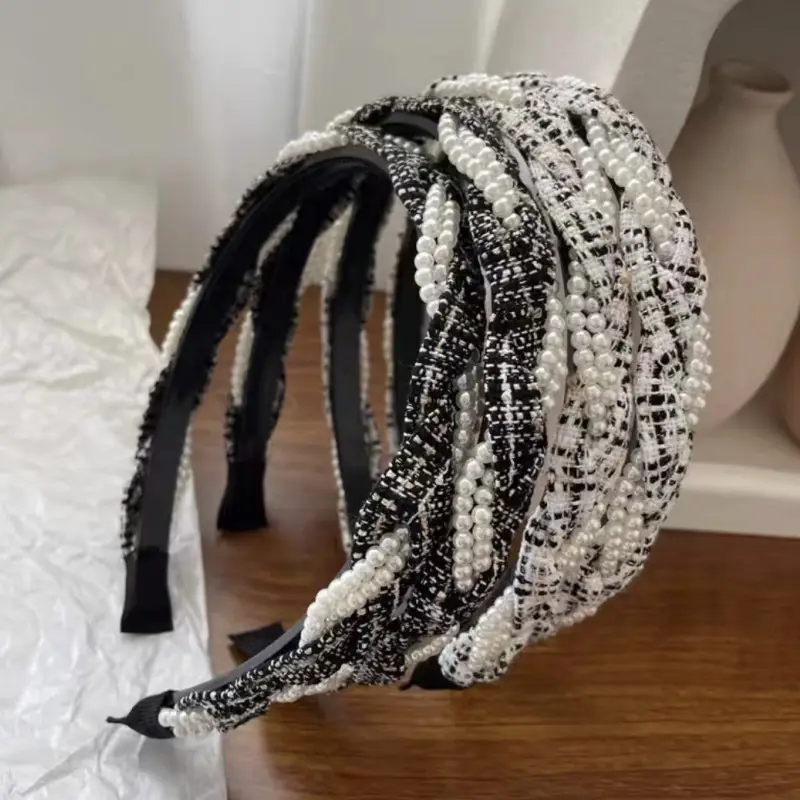 Korean Style Pearl Braided Hair Band for Women - Image 5