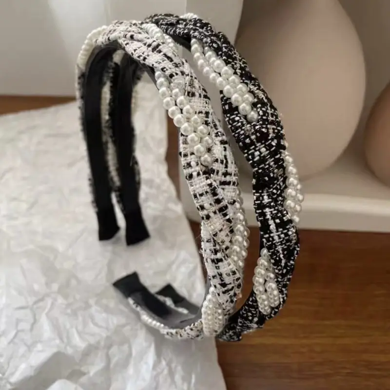 Korean Style Pearl Braided Hair Band for Women - Image 6
