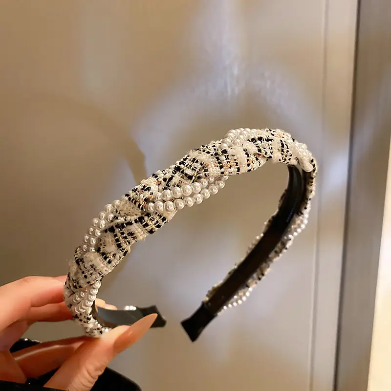 Korean Style Pearl Braided Hair Band for Women - Image 2