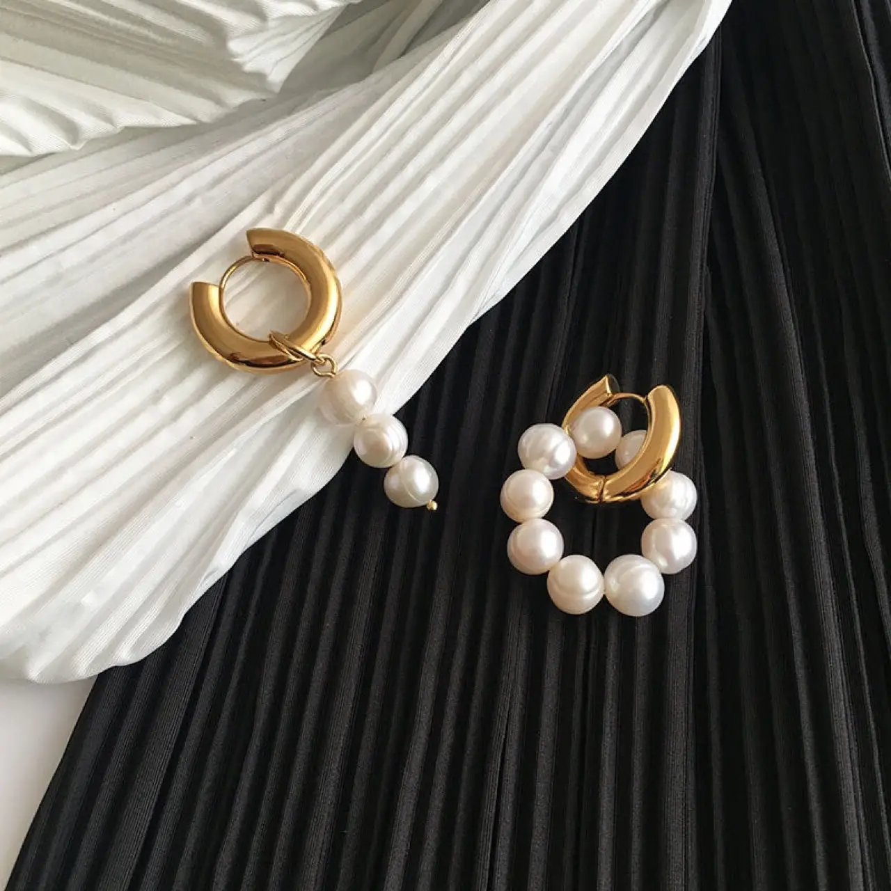 Gold Plated Pearl Earrings for Women - Image 2