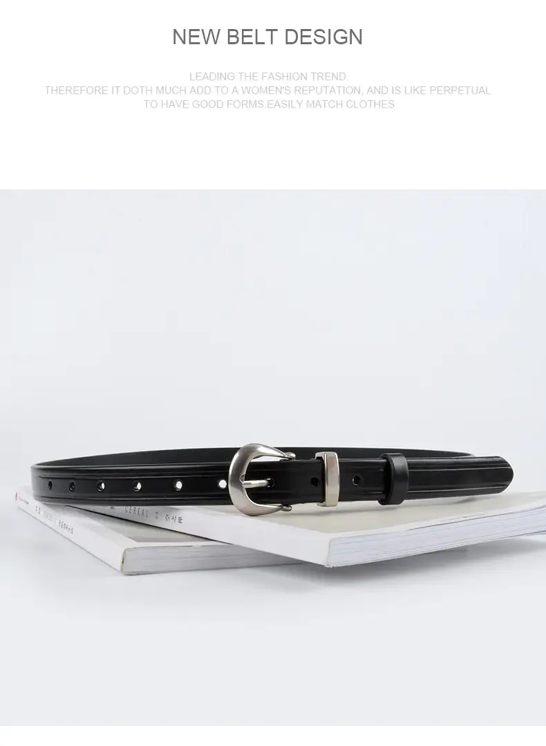 Women's Red Cowhide Belt with Gold Buckle 2.3cm β feature 11