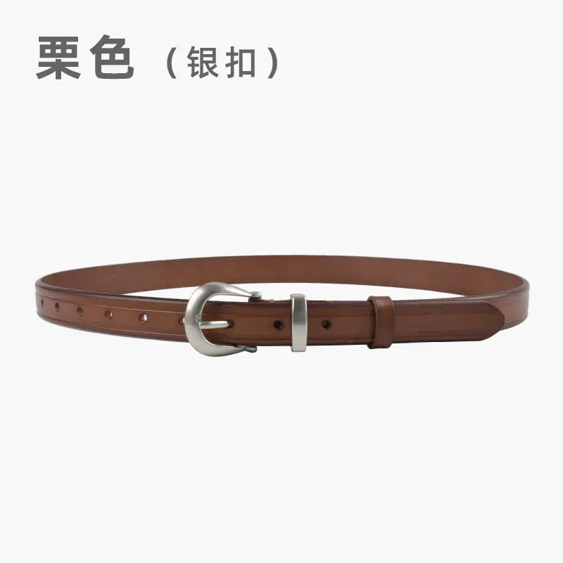 Women's Red Cowhide Belt with Gold Buckle 2.3cm - Image 10