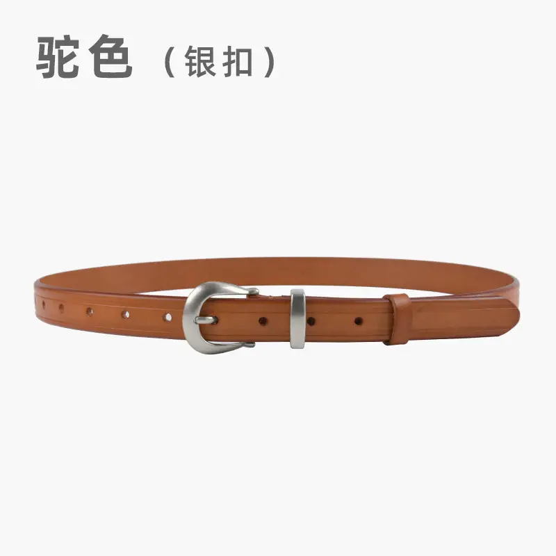 Women's Red Cowhide Belt with Gold Buckle 2.3cm - Image 9