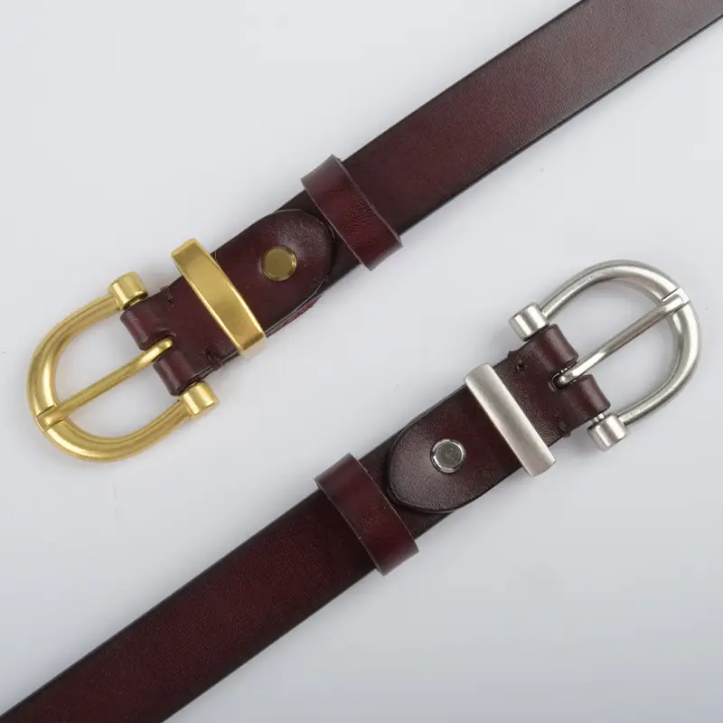 Women's Black Leather Belt with Gold Buckle - Image 12
