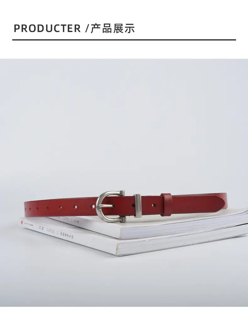 Women's Black Leather Belt with Gold Buckle β feature 10