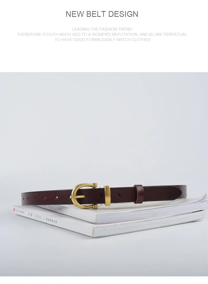 Women's Black Leather Belt with Gold Buckle β feature 11