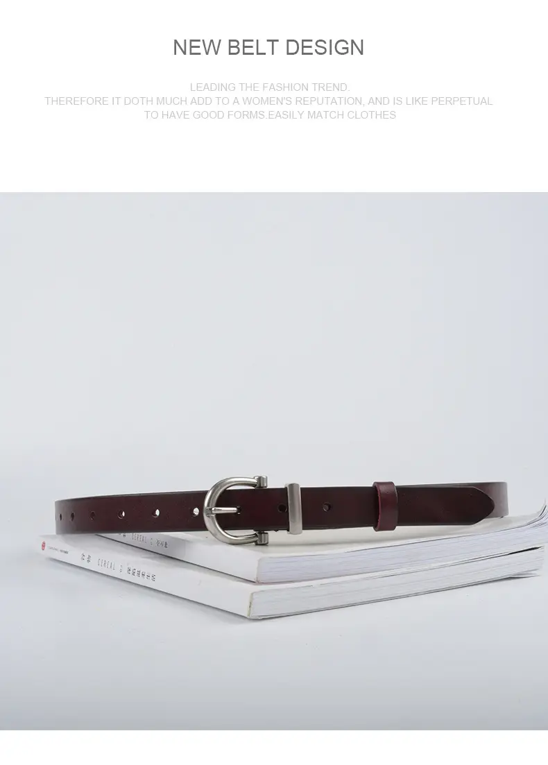 Women's Black Leather Belt with Gold Buckle β feature 14