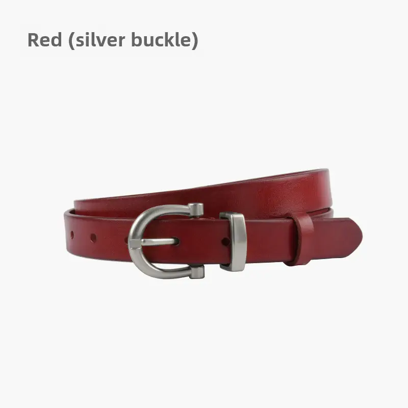 Women's Black Leather Belt with Gold Buckle - Image 10