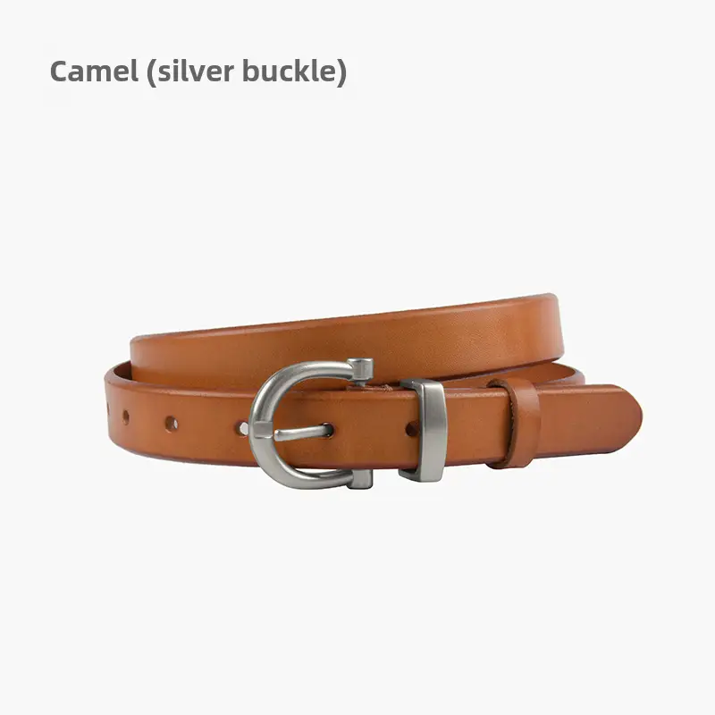 Women's Black Leather Belt with Gold Buckle - Image 8