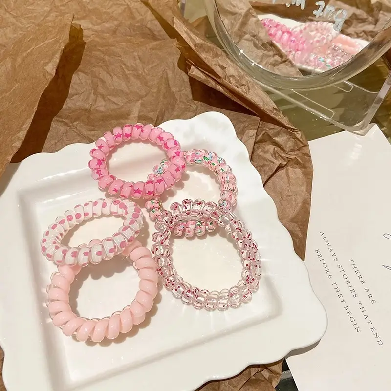 Sweet Girl Candy Color Head Rope Gradient Color Telephone Line Hair Ring Hair Strap - Image 9