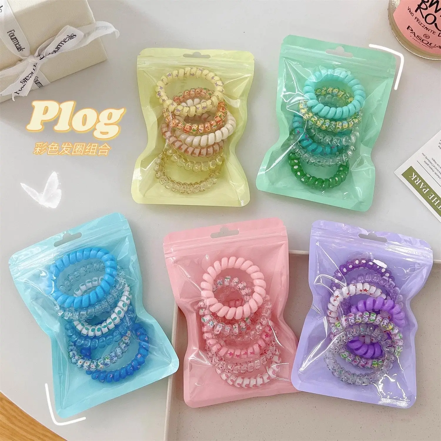 Sweet Girl Candy Color Head Rope Gradient Color Telephone Line Hair Ring Hair Strap — feature 12