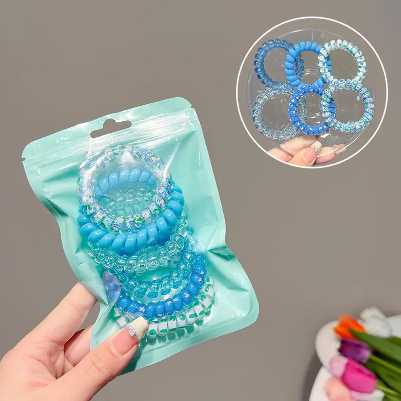 Sweet Girl Candy Color Head Rope Gradient Color Telephone Line Hair Ring Hair Strap - Image 3