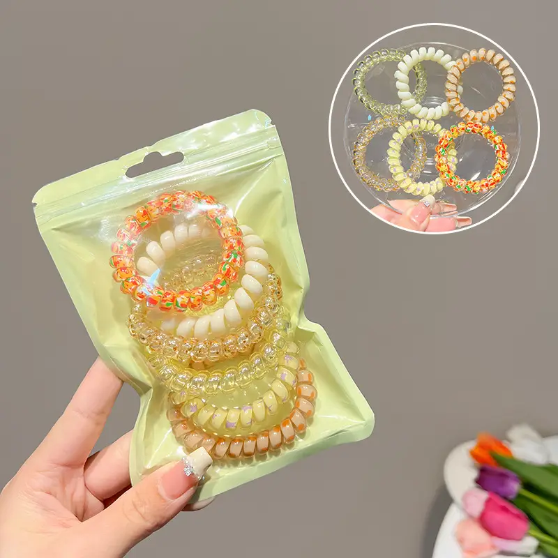Sweet Girl Candy Color Head Rope Gradient Color Telephone Line Hair Ring Hair Strap - Image 4