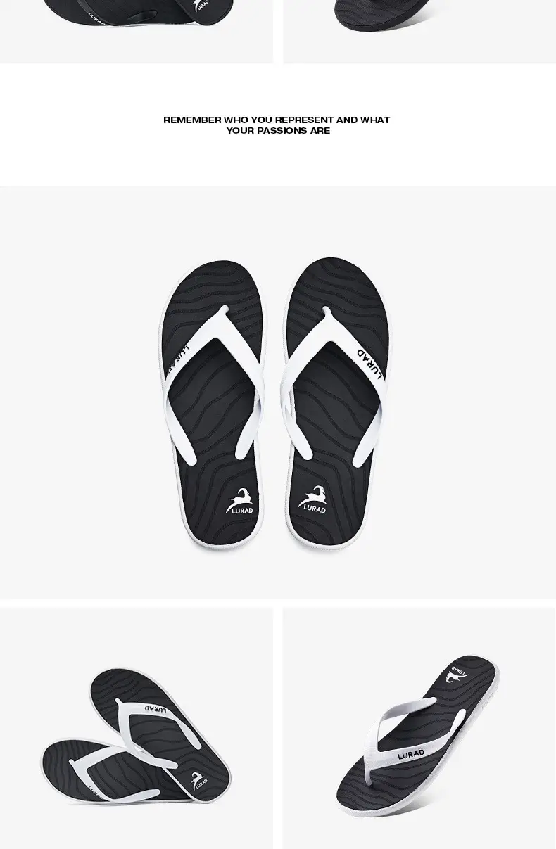 Lurad Men's Black Striped Slip On Sandals — feature 10
