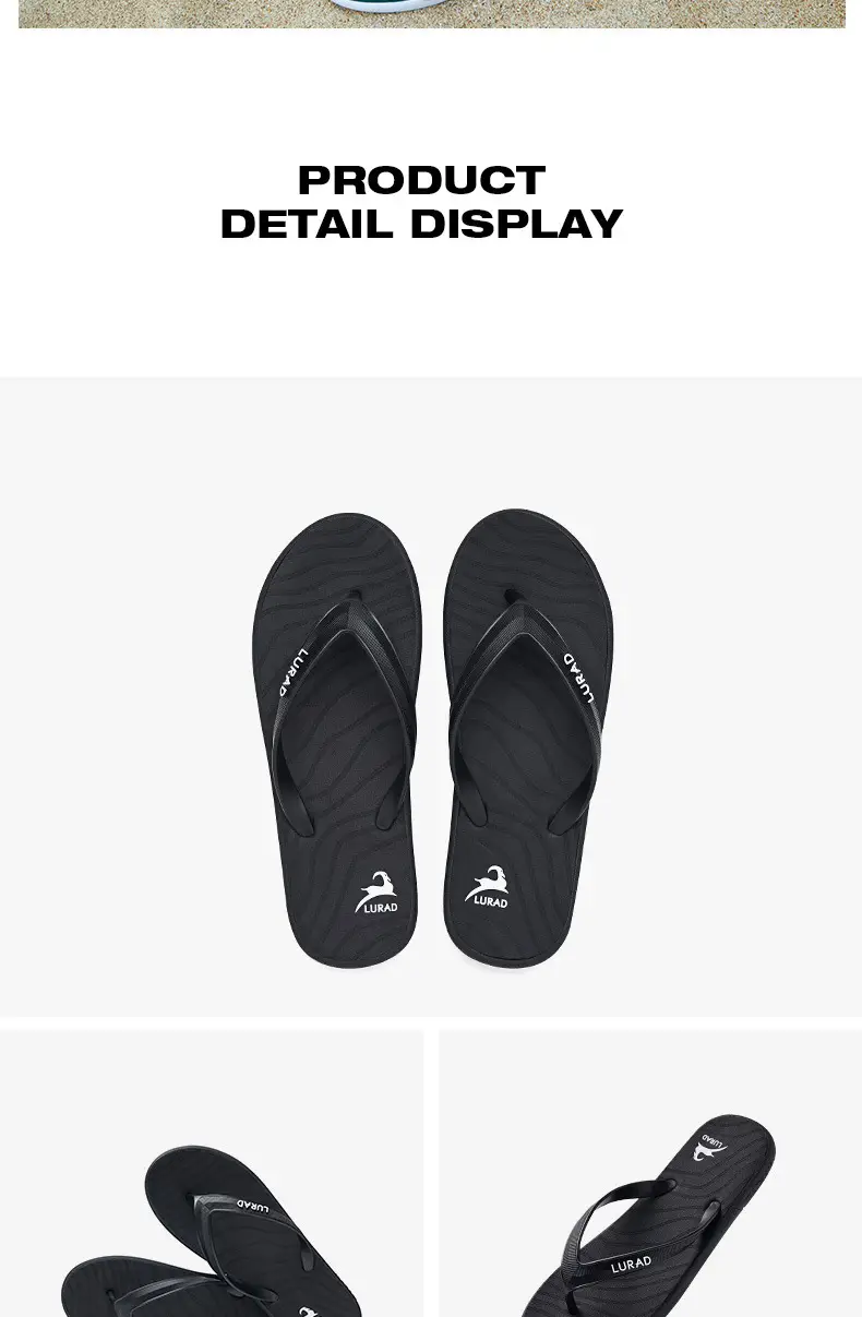 Lurad Men's Black Striped Slip On Sandals — feature 9