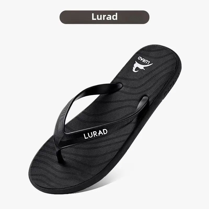 Lurad Men's Black Striped Slip On Sandals