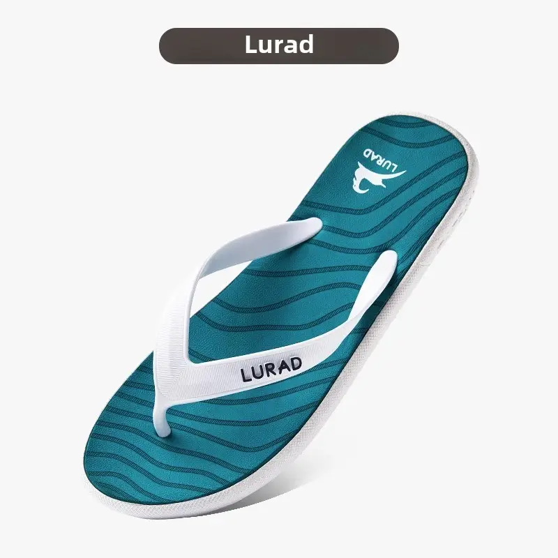 Lurad Men's Black Striped Slip On Sandals