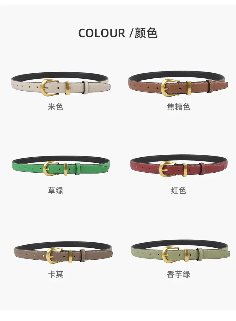 Black Genuine Leather Women's Belt with Gold Buckle β feature 9