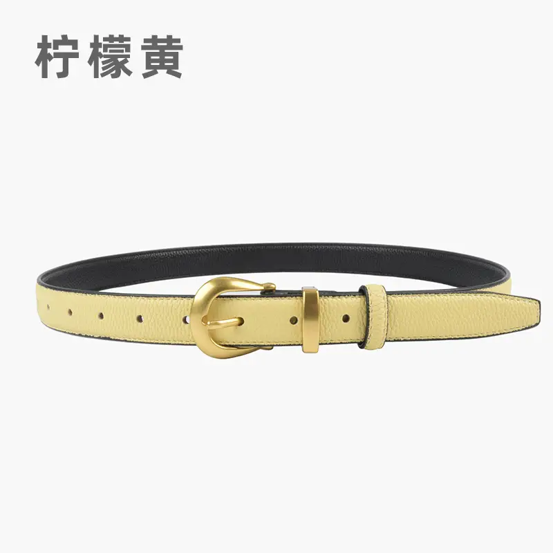 Black Genuine Leather Women's Belt with Gold Buckle - Image 13