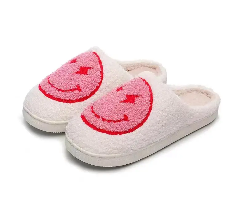 New autumn and winter men and women couples lightning smiley face cotton slippers home indoor non-slip cartoon cotton slippers wholesale - Image 2