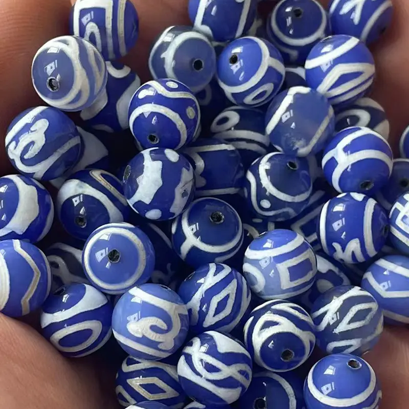 Natural Blue Chalcedony Agate Beads 10mm High Gloss - Image 3