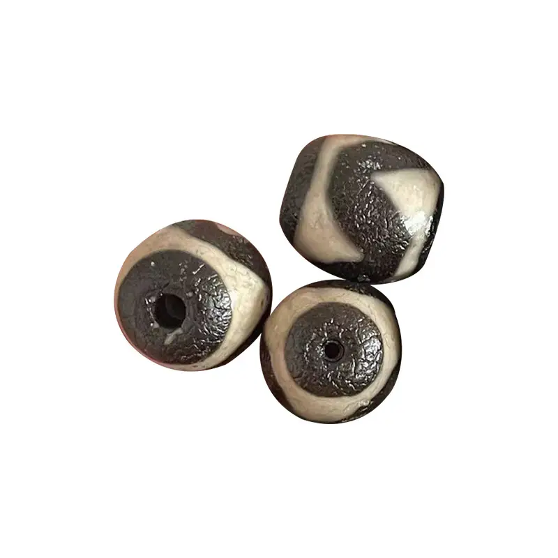 Natural Agate Tiger Tooth Beads Black White 14x16mm - Image 5