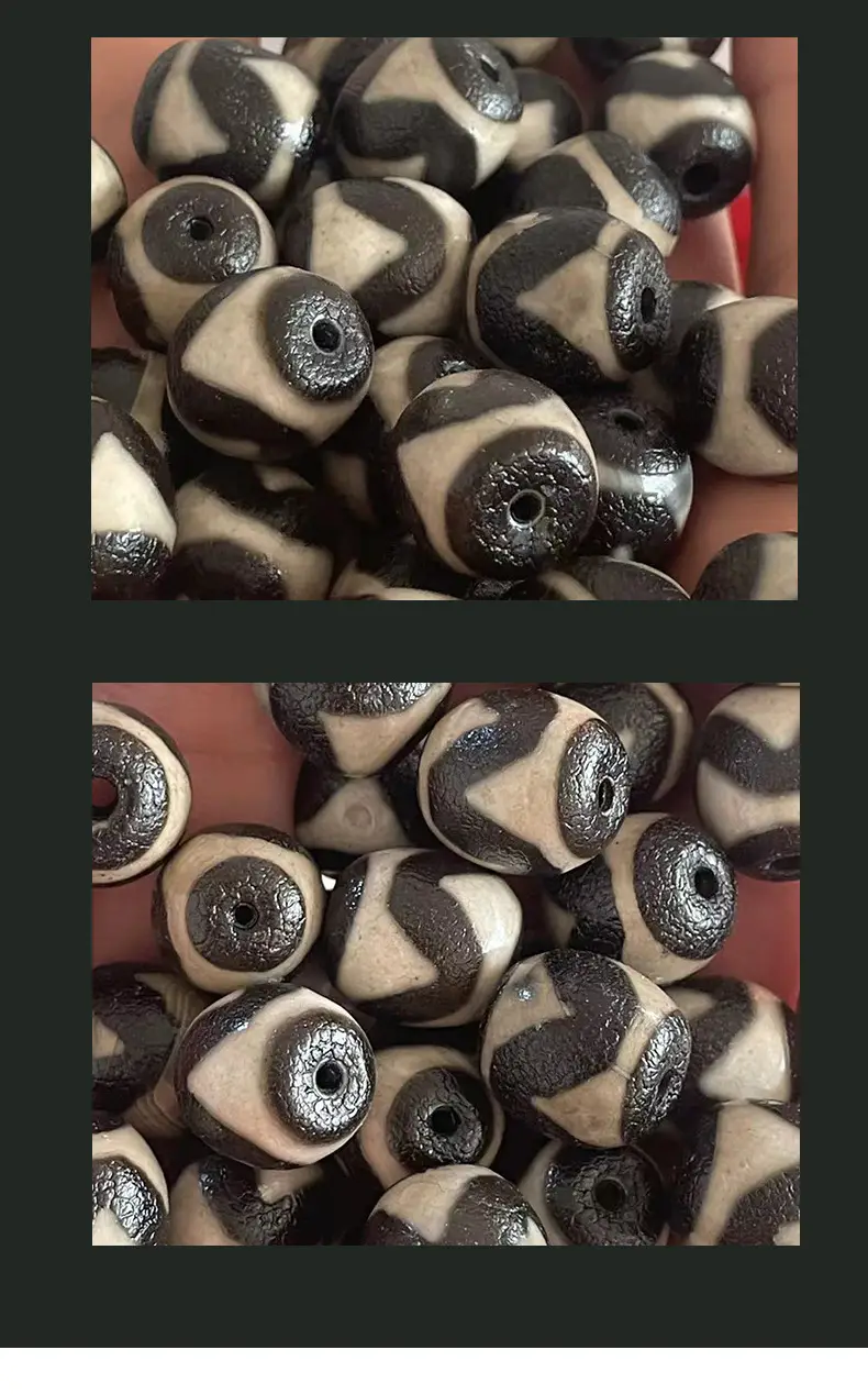 Natural Agate Tiger Tooth Beads Black White 14x16mm — feature 8