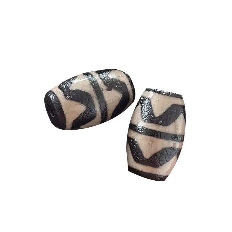 Natural Agate Double Tiger Tooth Beads Black White 15x22mm - Image 5