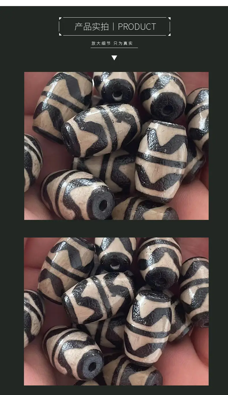 Natural Agate Double Tiger Tooth Beads Black White 15x22mm — feature 7