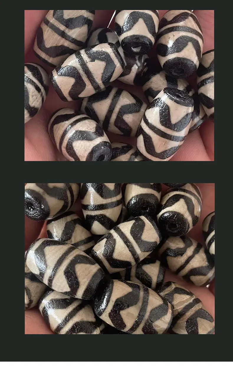 Natural Agate Double Tiger Tooth Beads Black White 15x22mm — feature 8