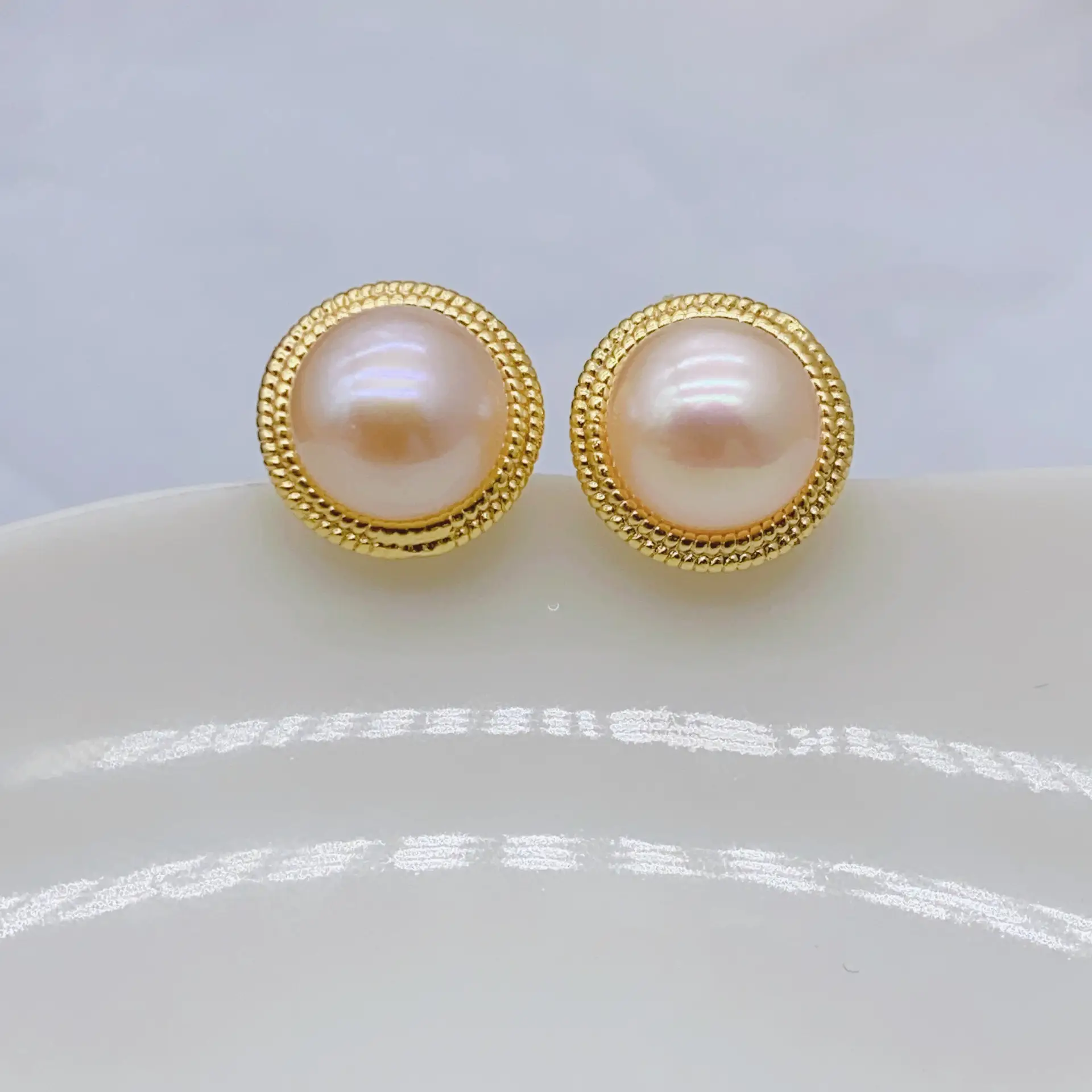 Blue Pearl Earrings with Silver Needle Studs — feature 28