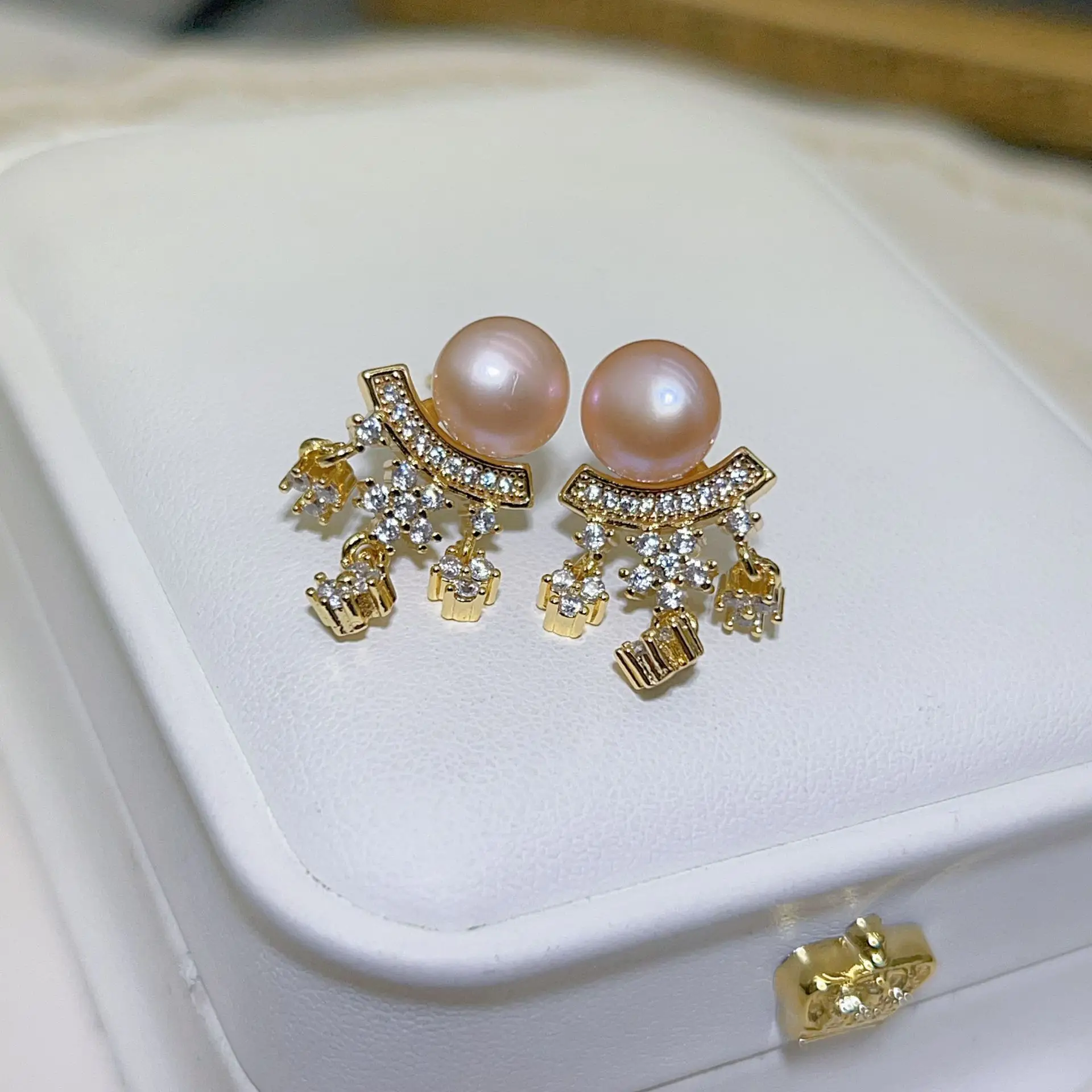 Blue Pearl Earrings with Silver Needle Studs - Image 10