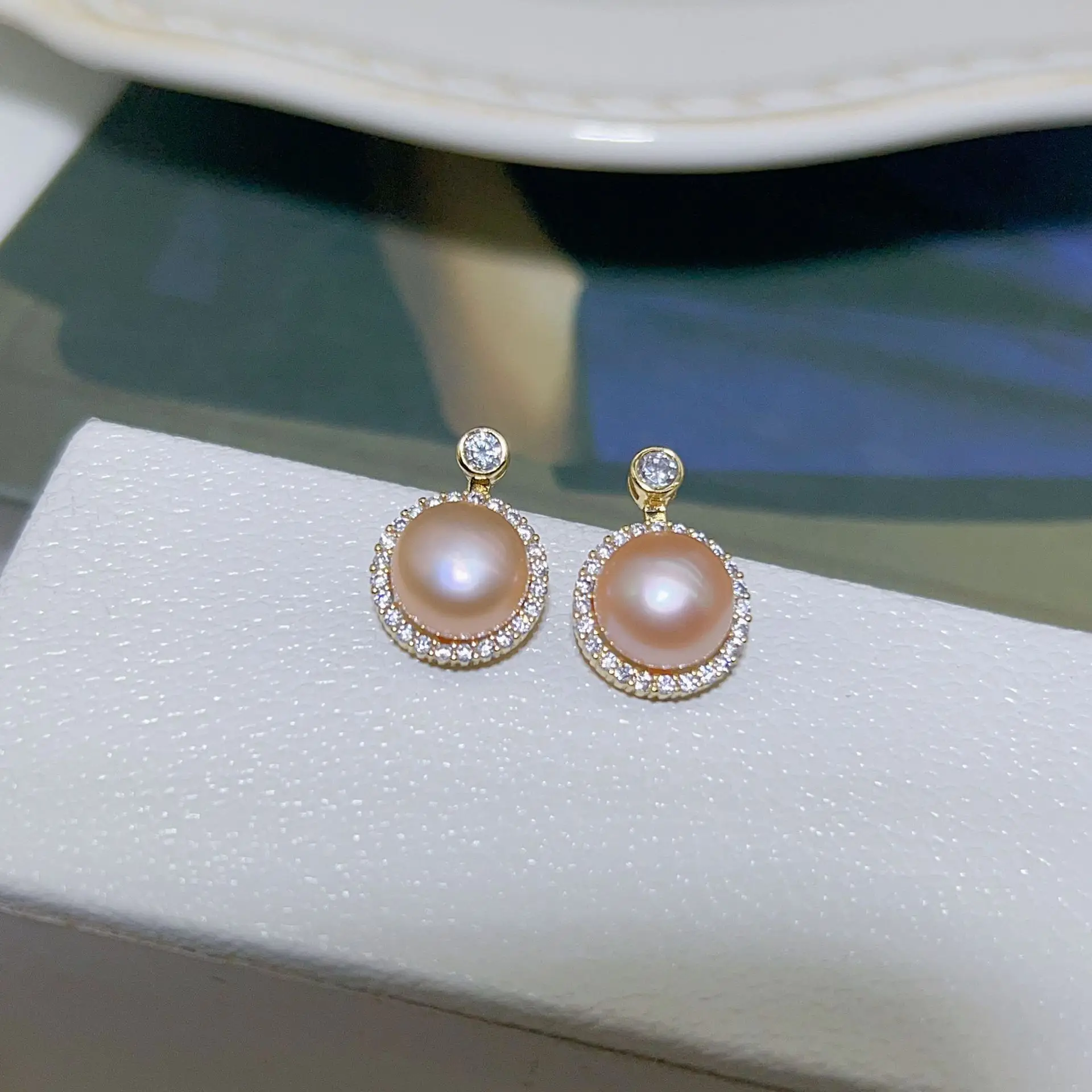 Blue Pearl Earrings with Silver Needle Studs - Image 13