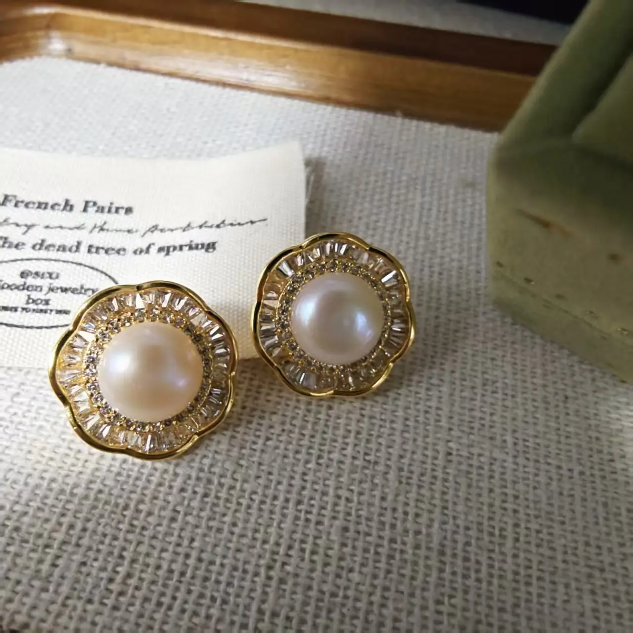 Blue Pearl Earrings with Silver Needle Studs - Image 19