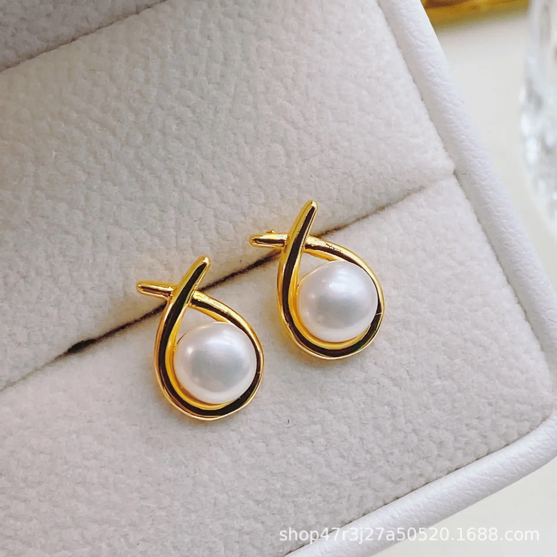 Blue Pearl Earrings with Silver Needle Studs - Image 35