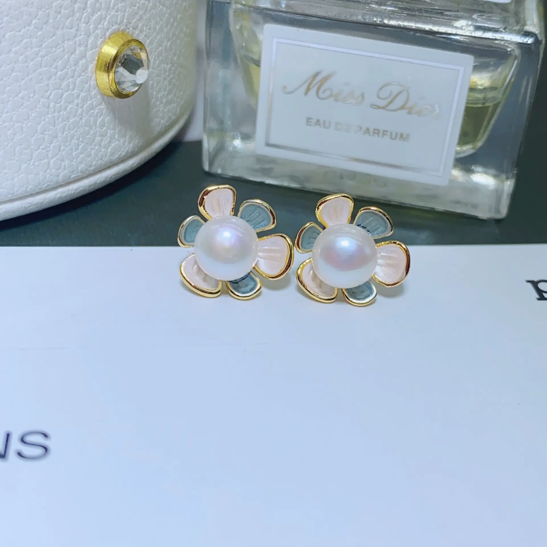 Blue Pearl Earrings with Silver Needle Studs - Image 39
