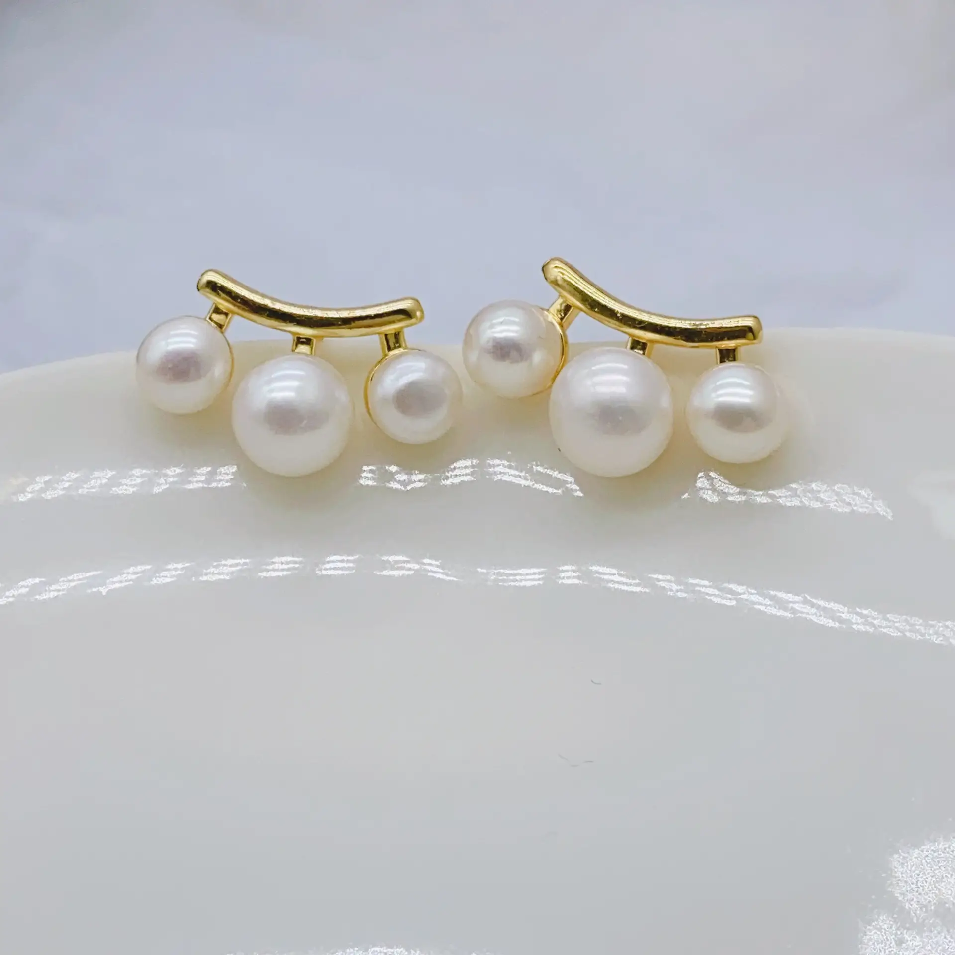 Blue Pearl Earrings with Silver Needle Studs - Image 5