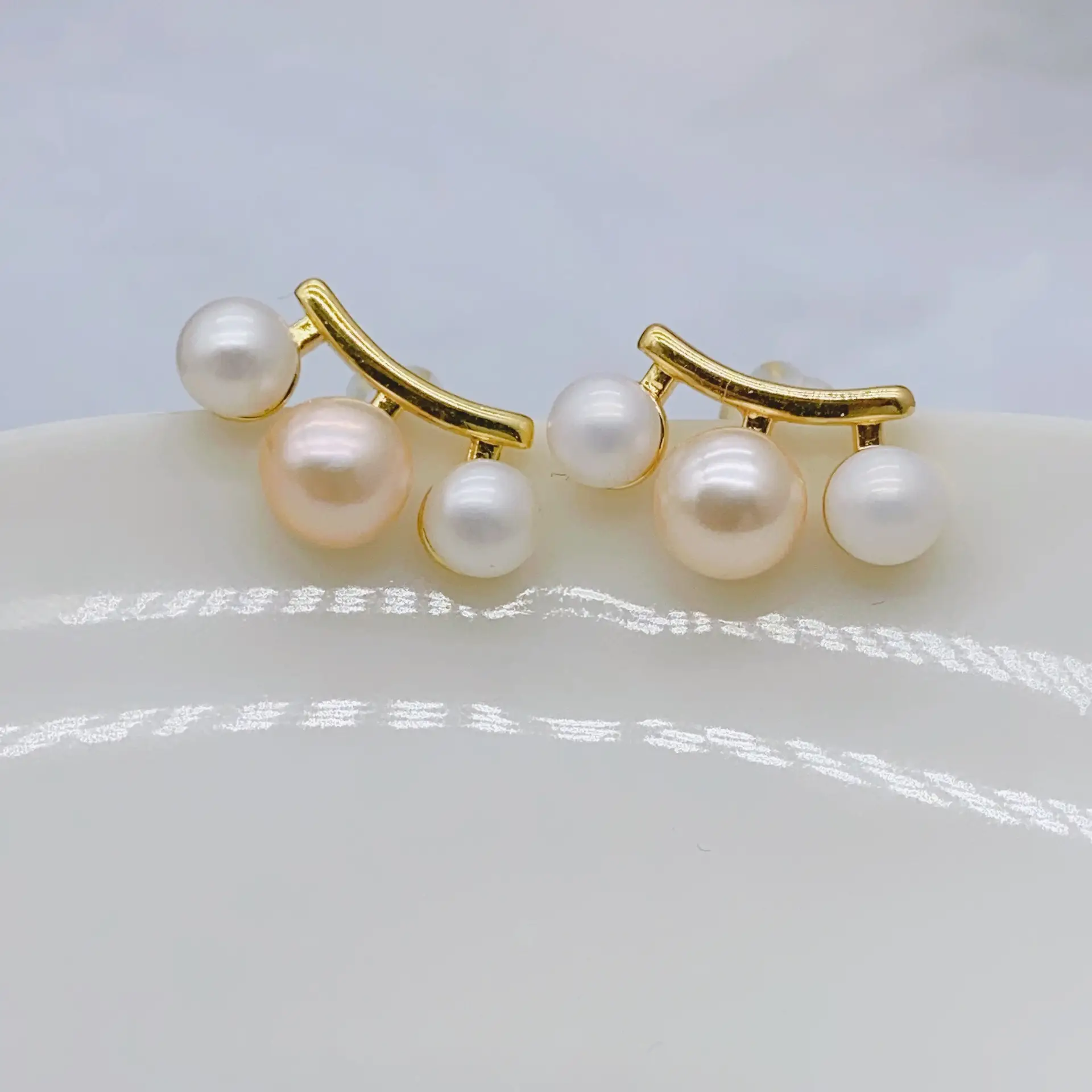 Blue Pearl Earrings with Silver Needle Studs - Image 6