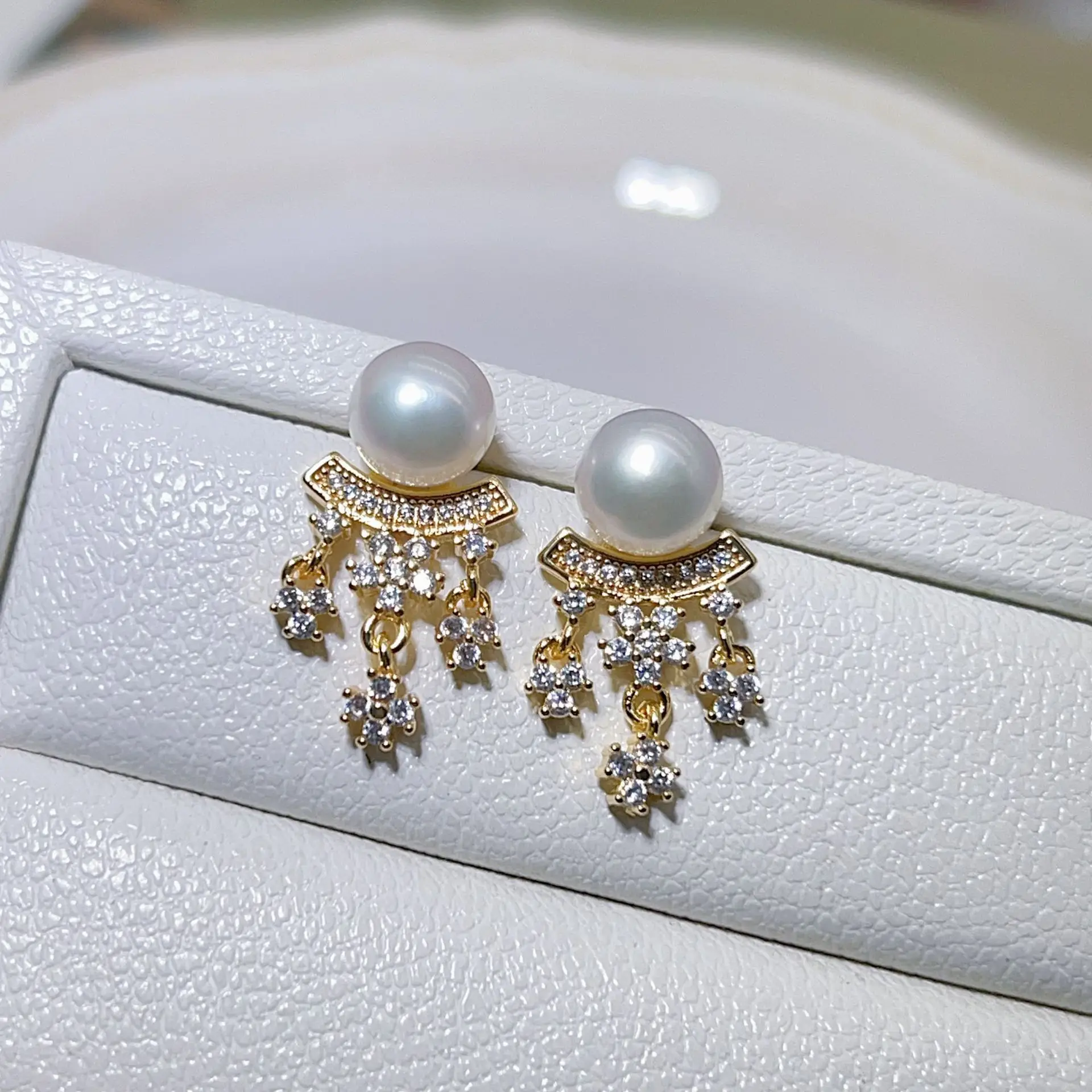 Blue Pearl Earrings with Silver Needle Studs - Image 9