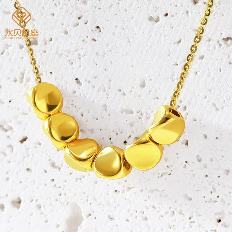 999 Gold Twist Bead Necklace for Women - Image 2