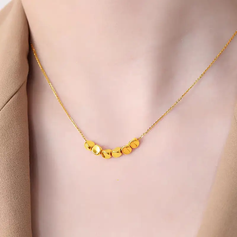 999 Gold Twist Bead Necklace for Women - Image 4