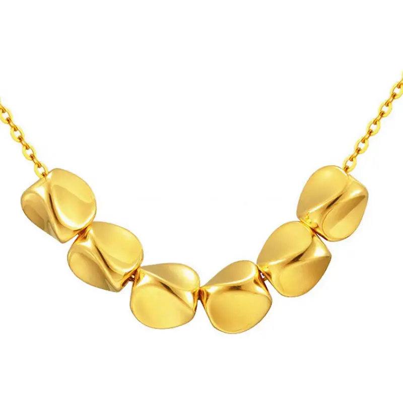 999 Gold Twist Bead Necklace for Women - Image 5