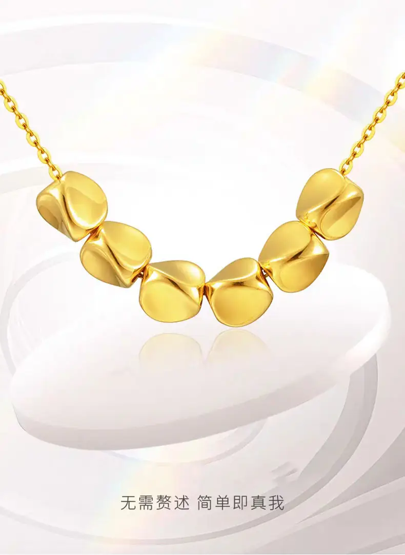 999 Gold Twist Bead Necklace for Women — feature 3