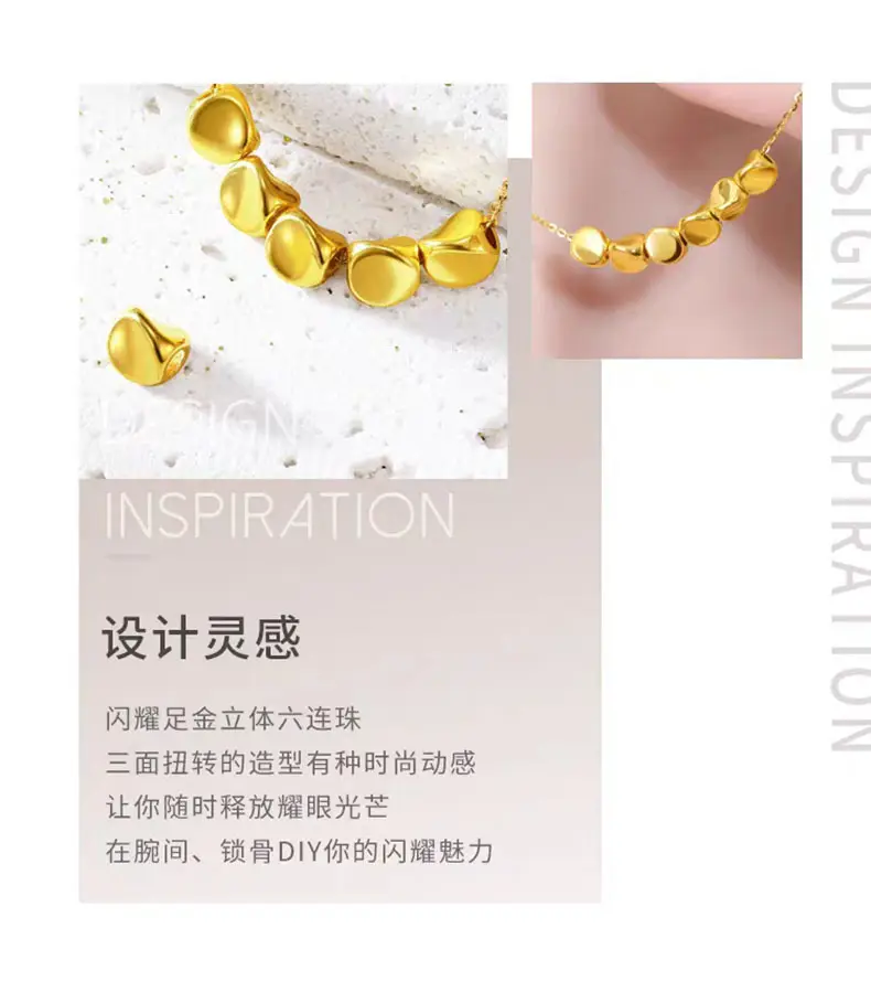 999 Gold Twist Bead Necklace for Women — feature 5