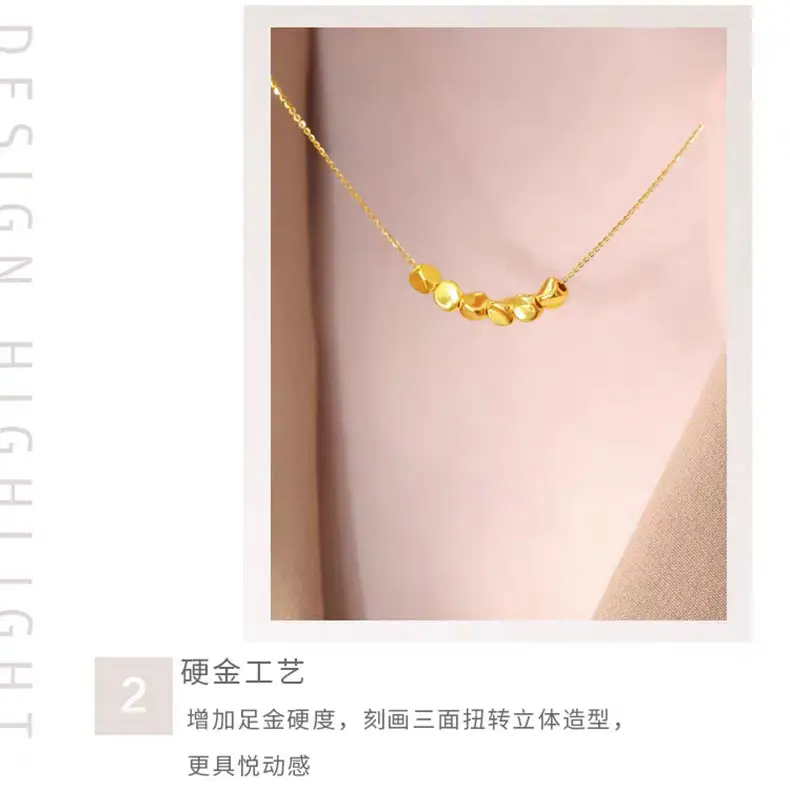 999 Gold Twist Bead Necklace for Women — feature 7
