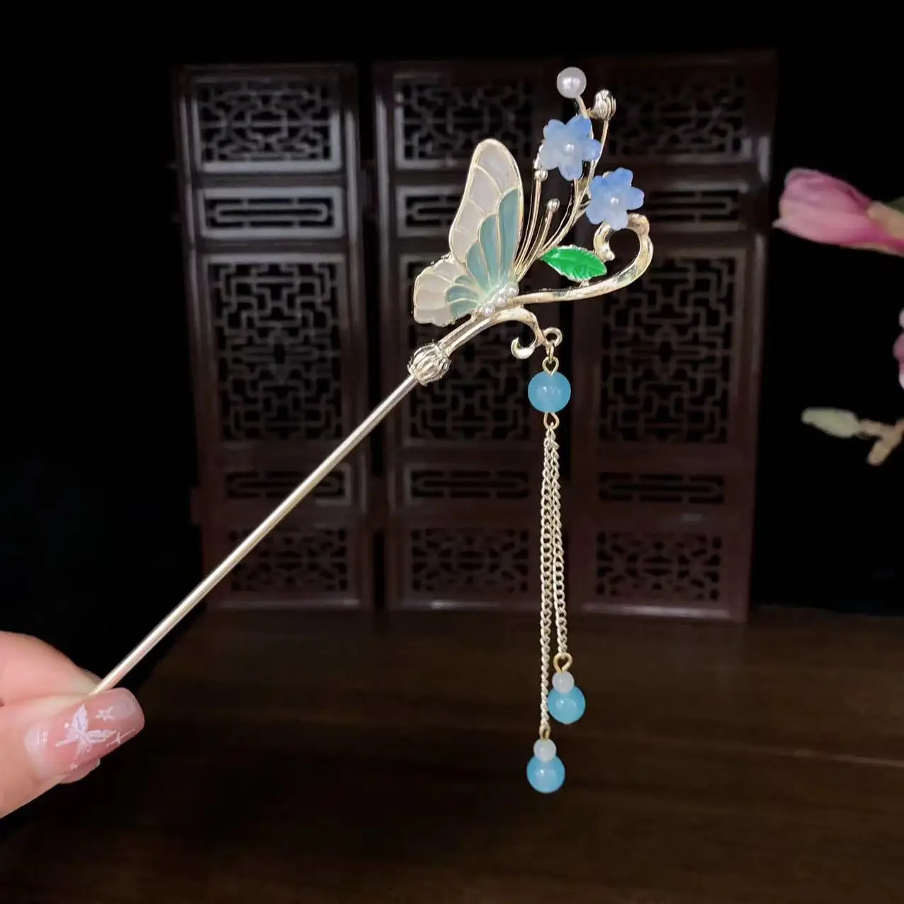 Antique Star Hanfu Hairpin with Pearl Drop - Image 104